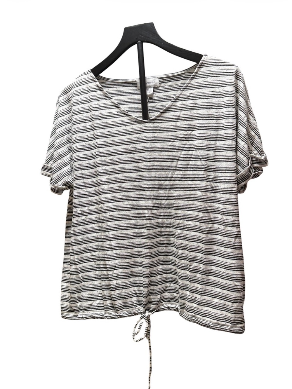 Liz Claiborne Striped Tie Front Short Sleeve Top Women’s Medium